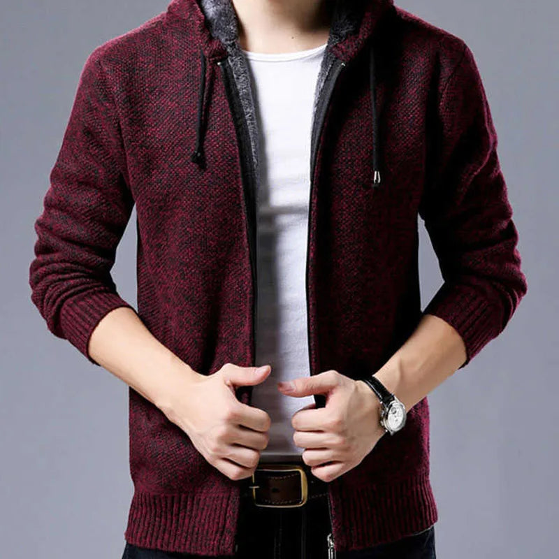 Men's Zipper Cardigan Sweater – Casual Knit Fleece Jacket