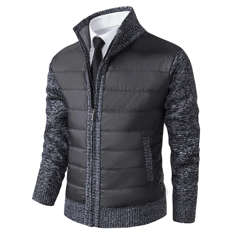 Men's Stand Collar Zipper Cardigan Sweater – Casual Winter Jacket