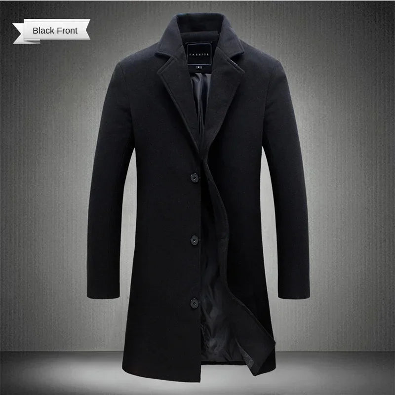 Long Cotton Coat for Men – Casual Windbreaker