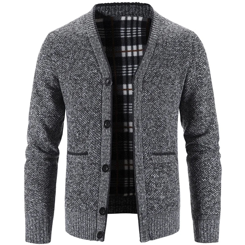 Men's Knit Cardigan – Fleece Lined Sweater Coat Smart Casual