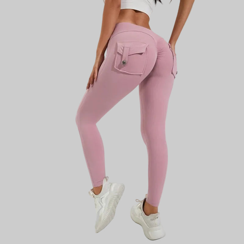 Women's Nylon Yoga Pants – Hip Lifting Fitness Leggings with Pockets