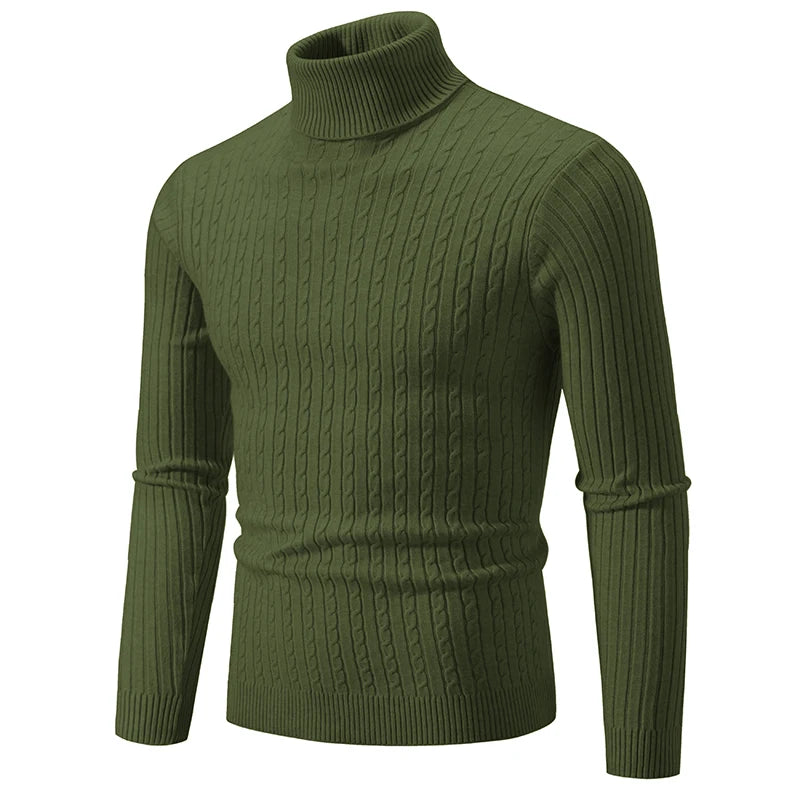 Men's Turtleneck Pullover Sweater – Casual Woolen Knit Top
