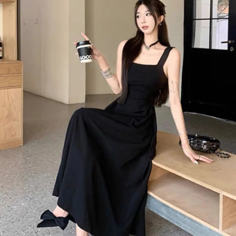 Women's Elegant White Square Neck Long Dress