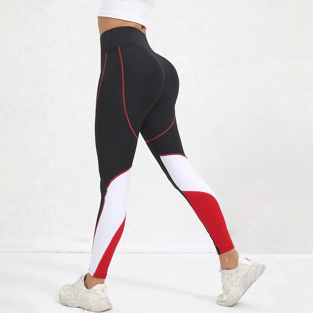 Colorblocked High-Waist Yoga Leggings – Tummy Control Workout Pants