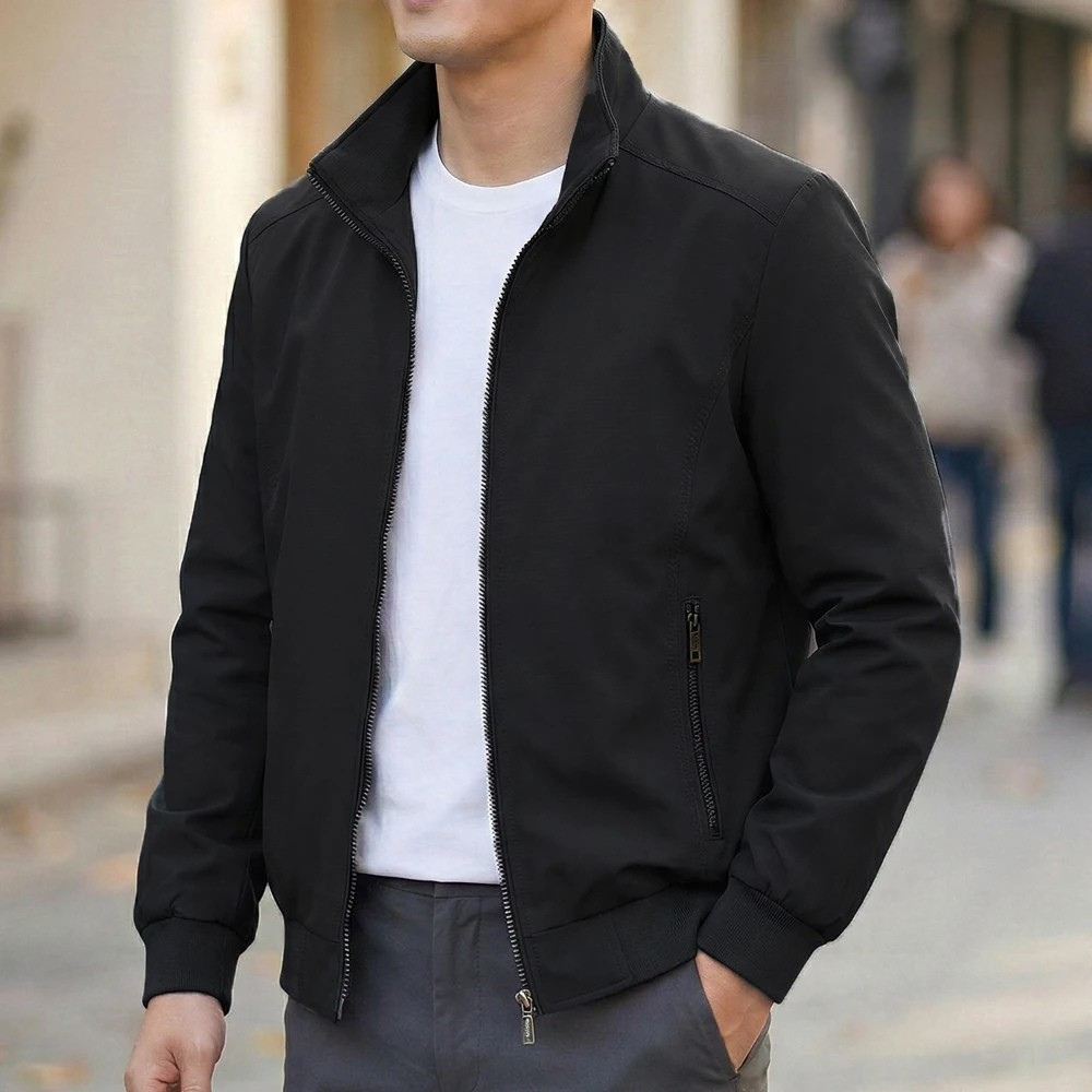 Men's Casual Slim Bomber Jacket – Stand Collar Zipper Coat