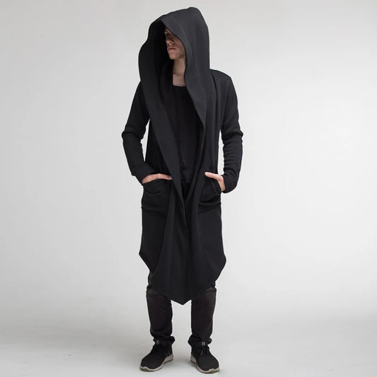 Men's Hooded Cardigan Trench Coat – Casual Windbreaker Jacket