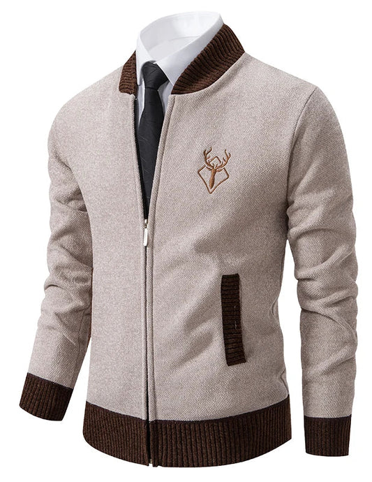 Men's Knitted Cardigan Sweater - Korean Style Warm Fleece Coat