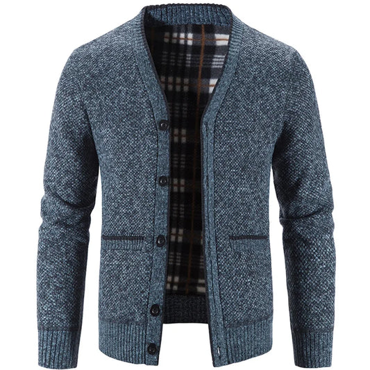 Men's Knit Cardigan – Fleece Lined Sweater Coat Smart Casual