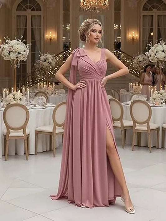 Customized Chiffon Bridesmaid Dress Sweetheart with Bow