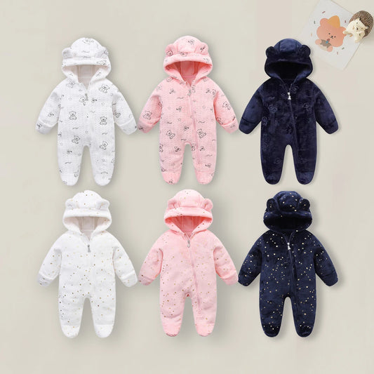Cartoon Newborn Bodysuit Warm Rompers