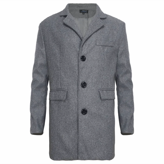 Men's Casual Wool Coat – British Style Long Sleeve Jacket
