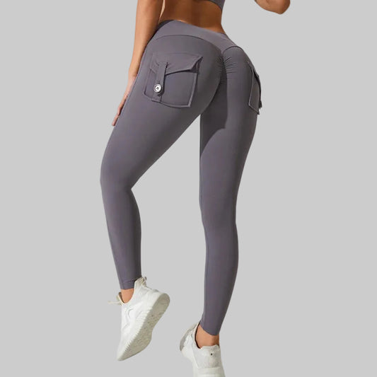 Women's Nylon Yoga Pants – Hip Lifting Fitness Leggings with Pockets