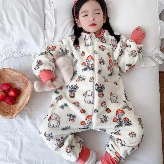 Cartoon Flannel Fleece Pajamas – Winter Sleepwear for Kids