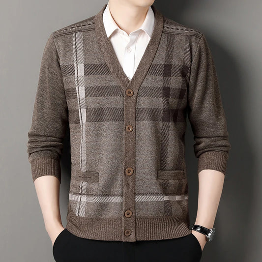 Men's Vintage Knitted Cardigan – Casual Button-Up Jumper Coat