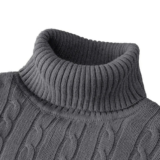 Men's Turtleneck Jacquard Sweater – Slim Fit, Warm Pullover