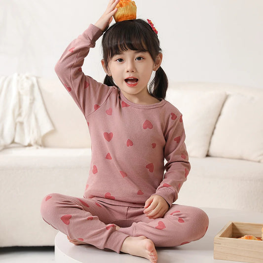 Spring Autumn Girls Cotton Pajamas Set