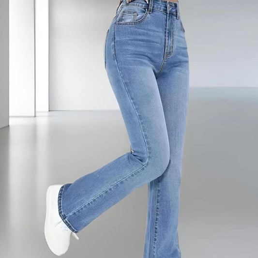 Women's High Waist Slimming Denim Trousers – Casual Flare Jeans