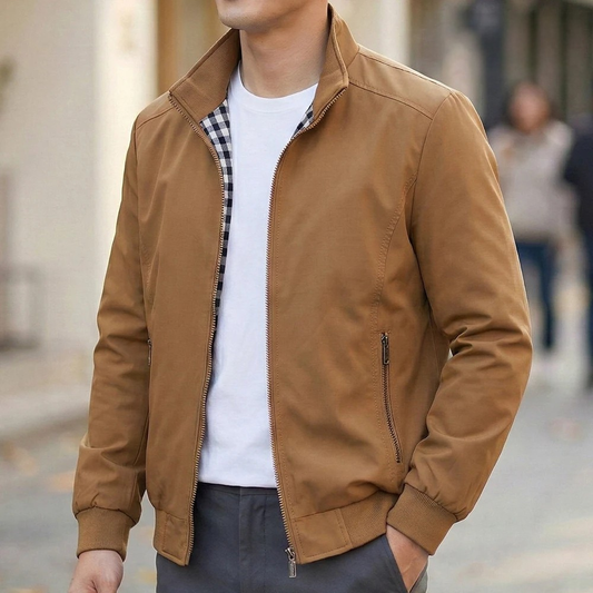 Men's Casual Slim Bomber Jacket – Stand Collar Zipper Coat